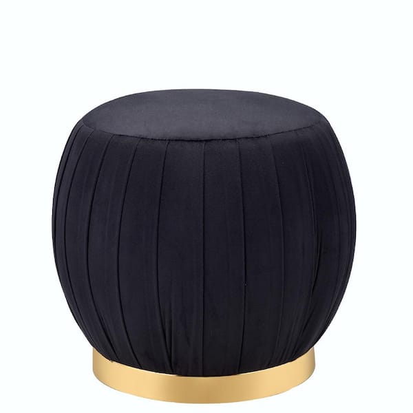 Acme Furniture Zinnia Ottoman in Black Velvet & Gold 96449