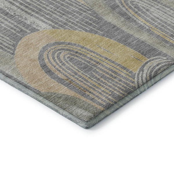 Mayfield Premium Machine Washable Abstract AMF1588 Gray 2 ft. 3 in. x 7 ft. 6 in. Runner Rug