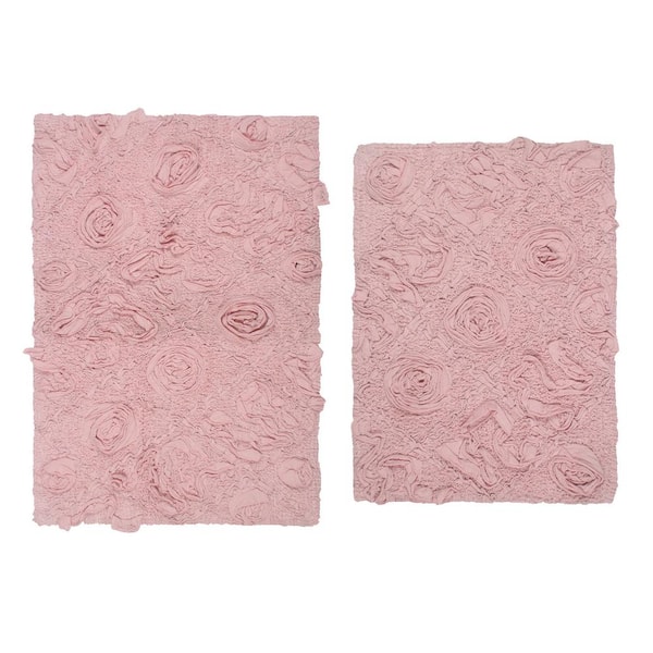 Homary 2 Pieces Pink Bathroom Rugs Abstract Bath Tub Mats Non-Slip 16 x 24 & 20 x 32