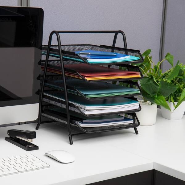 Wall-Mounted File Rack Iron Five-layer Magazine Notebook Storage
