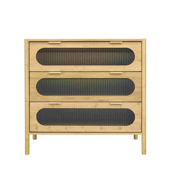Miscool Anky 31.5 in. W x 15.75 in. D x 30.71 in. H Brown Bamboo Freestanding Bathroom Linen Cabinet in Natural