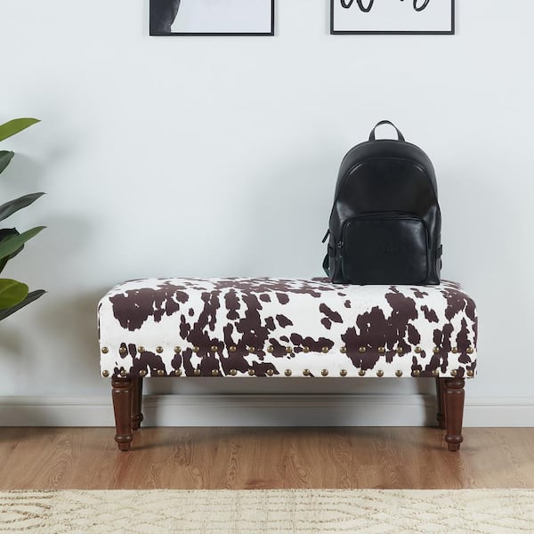 Convenience Concepts Designs4Comfort Brown Cow Print Bench with Nailheads