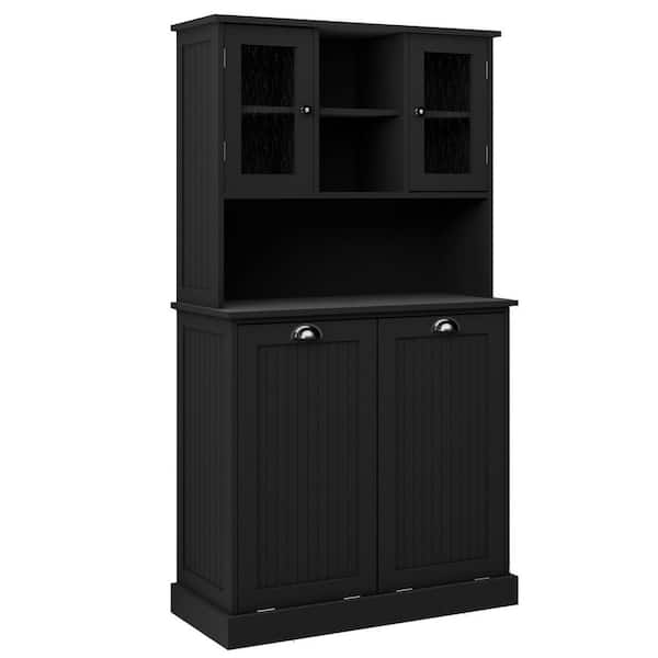 24 in. W x 12.2 in. D x 32.3 in. H Black Linen Cabinet