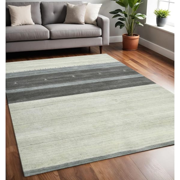 5 ft. x 8 ft. Multi-Colored Wool Striped Hand Woven Area Rug