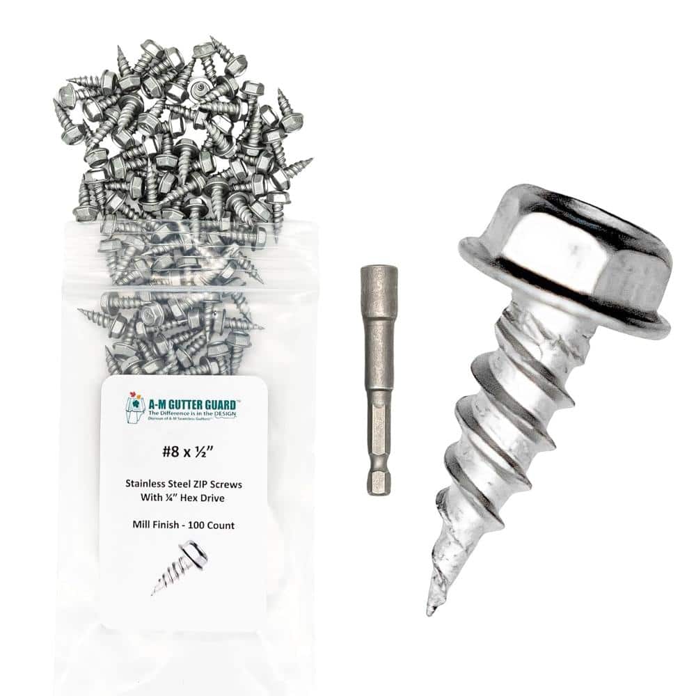 "- 1/2"" #8 Stainless Steel Zip Screws - 1/4"" Hex Washer Head –100 Pack-Includes 1/4"" Magnetic Hex Driver" price history on PriceWatchPro