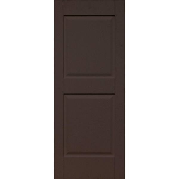 Home Fashion Technologies Plantation 14 in. x 24 in. Solid Wood Panel Exterior Shutters Behr Bitter Chocolate