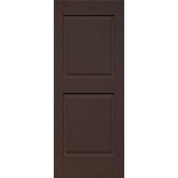 Home Fashion Technologies Plantation 14 in. x 47 in. Solid Wood Panel Exterior Shutters Behr Bitter Chocolate