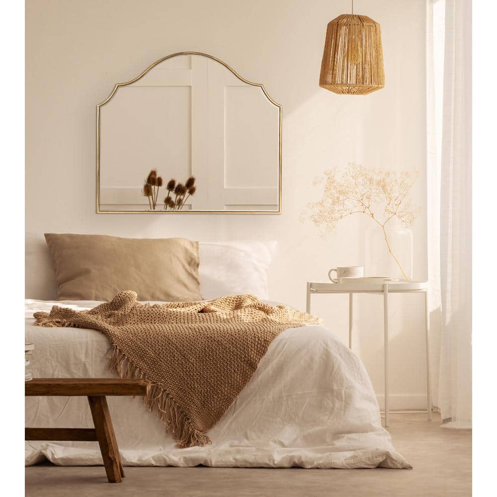 Elegant Gold Scalloped Full-Length Wood Mirror 31.5" x 27.5"
