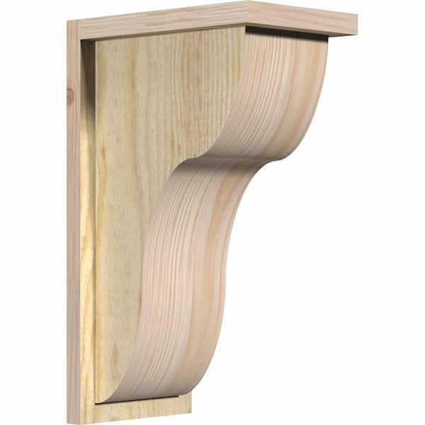 Ekena Millwork 8 in. x 12 in. x 20 in. Douglas Fir Carmel Rough Sawn Corbel with Backplate