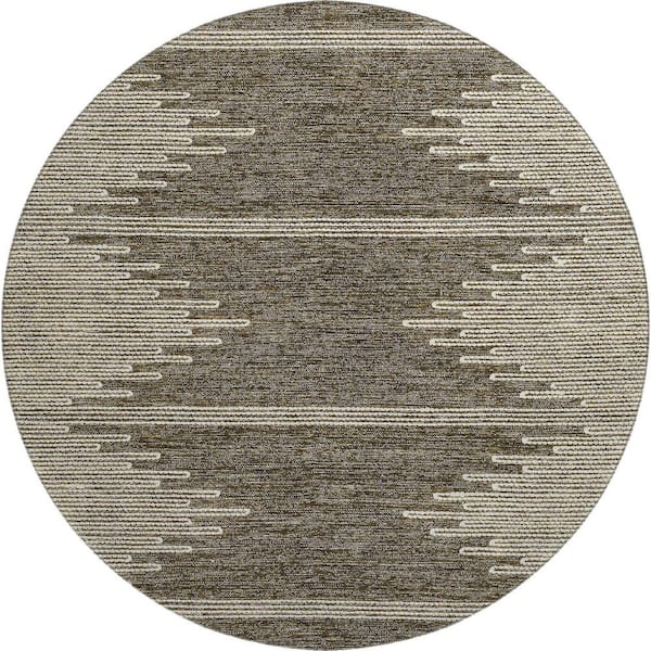 Addison Rugs Mayfield Premium Machine Washable Indoor/Outdoor Geometric AMF647 Coffee 8 ft. x 8 ft. Round Area Rug