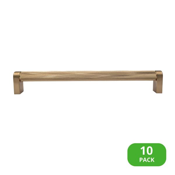 10-Pack Kent Knurled 12 in. (305 mm) Center-to-Center Industrial Satin Brass Bar Drawer Pull