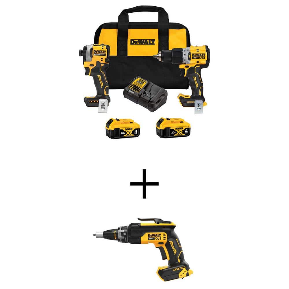 20V MAX XR Hammer Drill and ATOMIC Impact Driver 2 Tool Cordless Combo Kit & Screw Gun with (2) 4Ah Batteries & Charger -  DEWALT, DCK2050M2WF630B