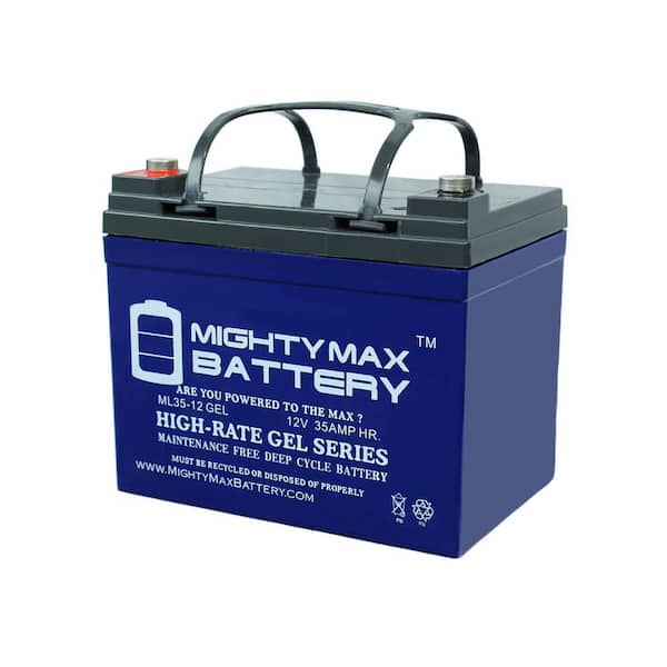 Mighty Max Battery 12V 35Ah Gel replaces U1-36NE w/Nut and Bolt Termin