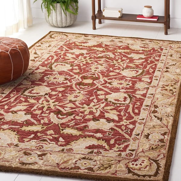Antiquity 5 ft. x 8 ft. Red/Beige Forest Medallion Area Rug