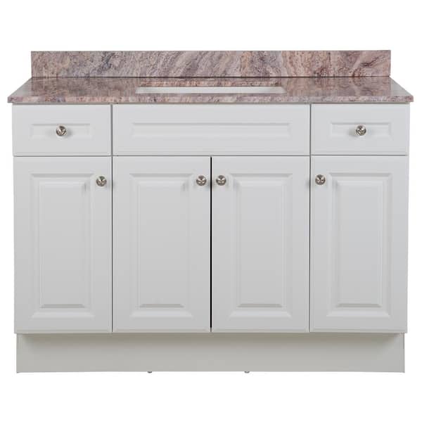Glacier Bay Glensford 49 in. W x 22 in. D x 38 in. H Single Sink  Bath Vanity in White with Cold Fusion Cultured Marble Top