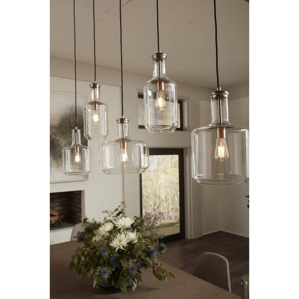 Latrobe Brushed Nickel Pendant with Clear Glass Shade