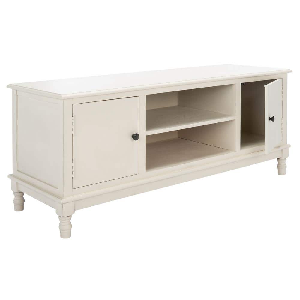 Countryside Charm Distressed White 53" Media Stand with Cabinet