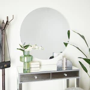 42 in. x 42 in. Round Framed White Wall Mirror with Thin Frame
