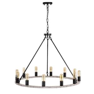 Sofie 34.6 in. 12-Light Indoor Weathered White Chandelier with Light Kit