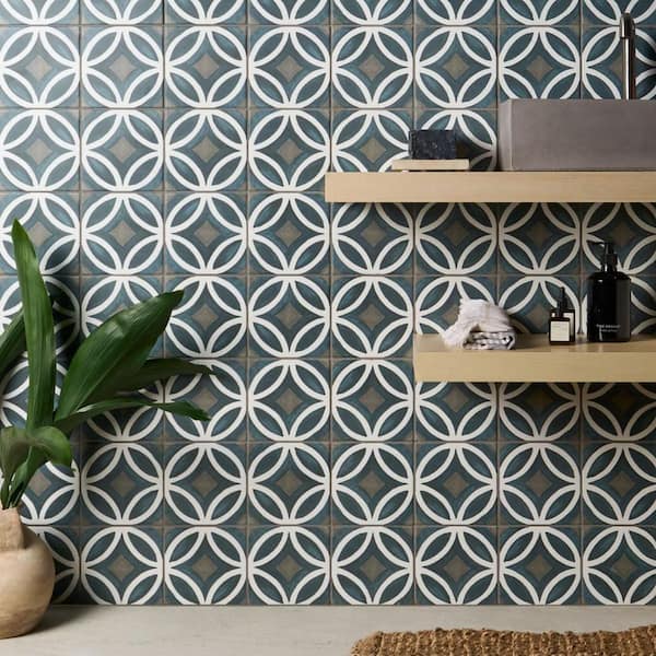 Tidal Blue Deco 5.9 in. x 5.9 in. Matte Porcelain Floor and Wall Tile (6.02 Sq. ft./Case)
