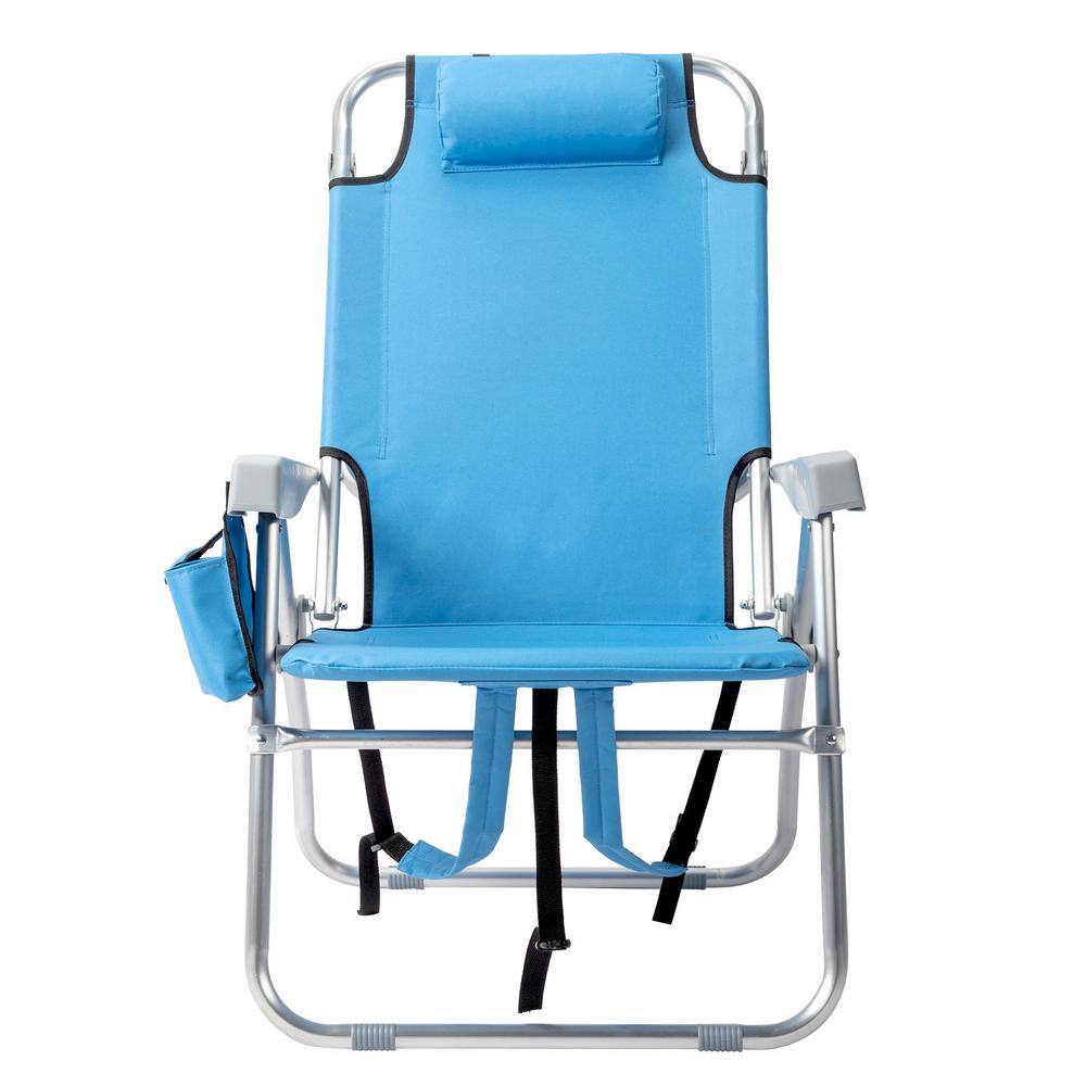 Winado 38.2 in. Blue Aluminum And 600D Polyester Fabric Adjustable Beach Chair
