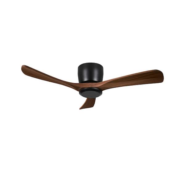 42 in. Indoor Low Profile Flush Mount Ceiling Fan in Black with Reversible DC Motor and Remote