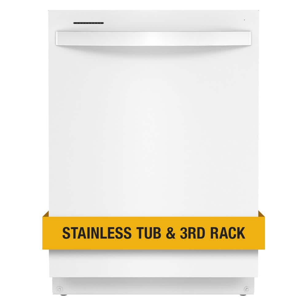 Whirlpool 24 in. White Top Control Built-In Tall Tub Dishwasher with Third Level Rack, 47 dBA