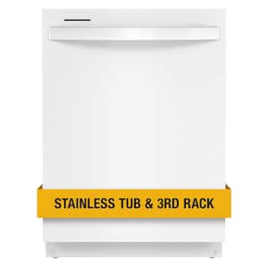 24 in. White Top Control Built-In Tall Tub Dishwasher with Third Level Rack, 47 dBA