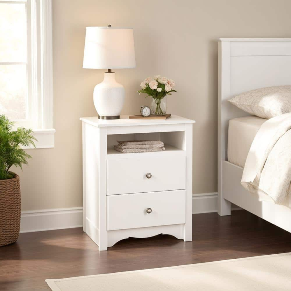 Prepac Monterey 2-Drawer White Nightstand WDC-2428 - The Home Depot