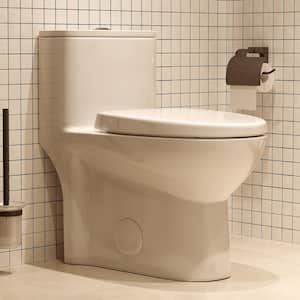 1-Piece 1.1/1.6 GPF Dual Flush Compact Elongated WaterSense Toilet in White Soft Close Seat Included