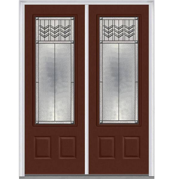 MMI Door 36 in. x 96 in. Prairie Bevel Left-Hand Inswing 3/4-Lite Decorative 2-Panel Painted Fiberglass Smooth Prehung Front Door