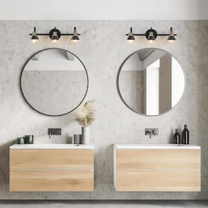 Modern Black Bathroom Vanity Light, 21.3 in. 3-Light Traditional Brass Gold Wall Light