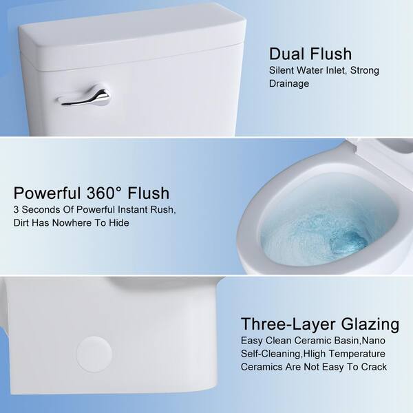 One-Piece 1.6 GPF Dual Flush Elongated Toilet in White, Seat Included  YTW124377192 - The Home Depot