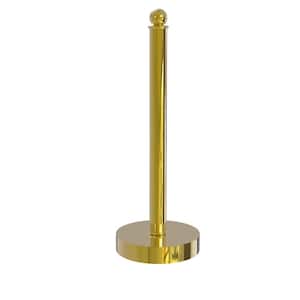 Contemporary Counter Top Kitchen Paper Towel Holder in Polished Brass