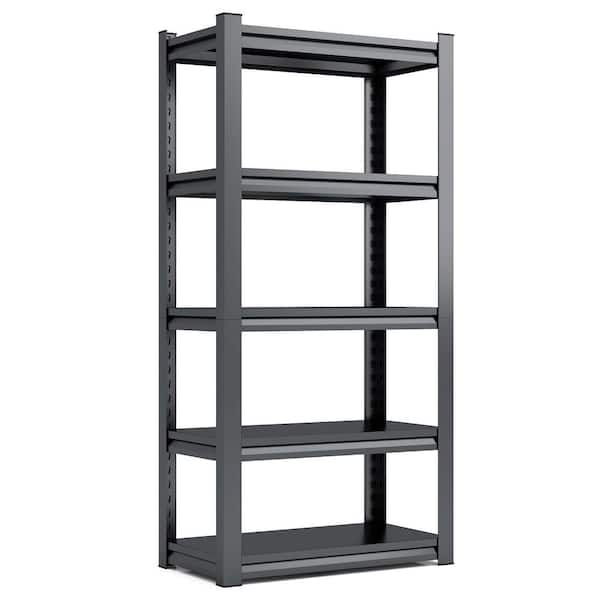 5-Tiers Steel Heavy Pantry Organizer Adjustable Boltless Design Shelving in Black (35.4 in. W x 72 in. H x 15.7 in. D)