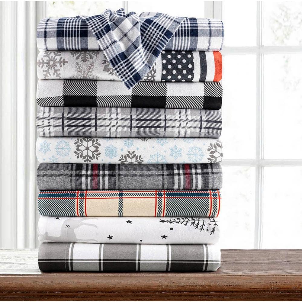 Twin White Cotton Flannel Animal Print Sheet Set