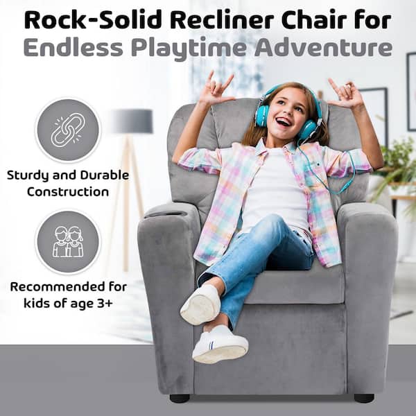 HOMESTOCK Gray/Microfiber Recline, Relax, Rule Kids' Comfort