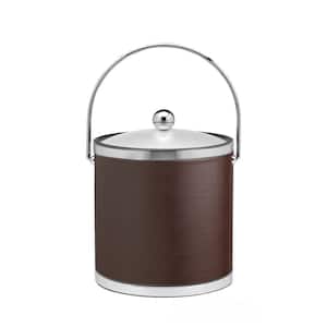 Sophisticates 3 Qt. Brown and Polished Chrome Ice Bucket with Bale Handle and Acrylic Cover