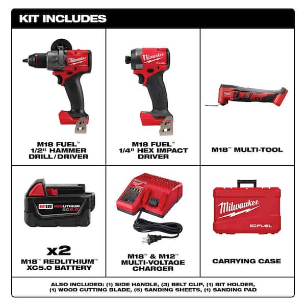 M18 FUEL 18-V Lithium-Ion Brushless Cordless Hammer Drill and Impact Driver Combo Kit (2-Tool) with M18 Multi-Tool