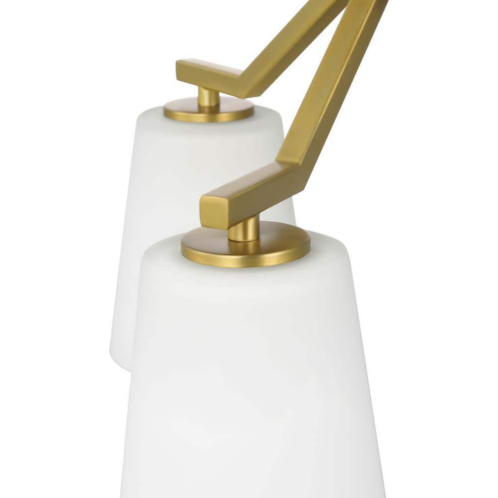 Vertex Brushed Gold and Nickel Convertible Chandelier with Etched Glass Shade