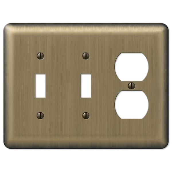 AMERELLE Brass 3-Gang 2-Toggle/1-Duplex Wall Plate (1-Pack)