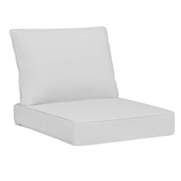 Uixe 22.5 in. x 24.5 in. 19 in. x 22.5 in. 2-Piece Deep Seat Rectangle Outdoor Lounge Chair Cushion/Throw Pillow Set in White