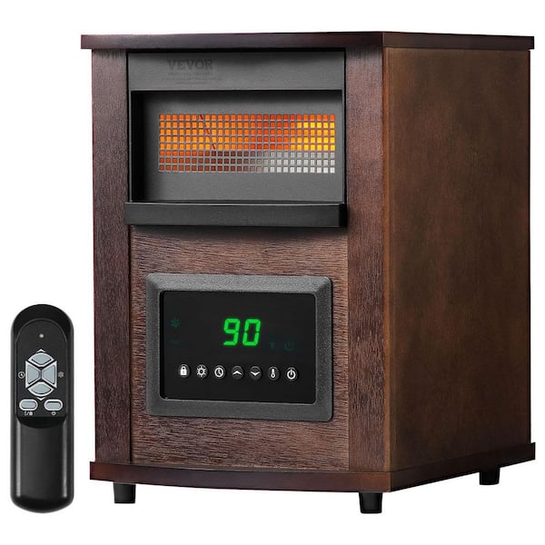 Infrared Heater 1,500 W Remote Control Electric Space Heater LED Patio Heater Cabinet Convection w/ 3 Speeds and Timer
