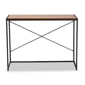 Pauric 39.4 in. Walnut Brown and Black Computer Desk
