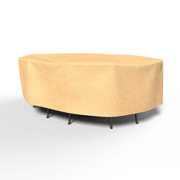 Budge All-Seasons Extra Large Oval Patio Table and Chairs Combo Covers