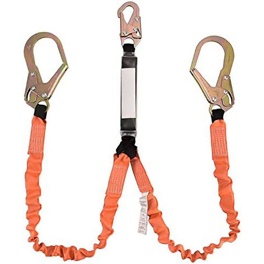 KIWDZFU Double Leg 6 ft. Safety Lanyard Shock Absorber Stretchable