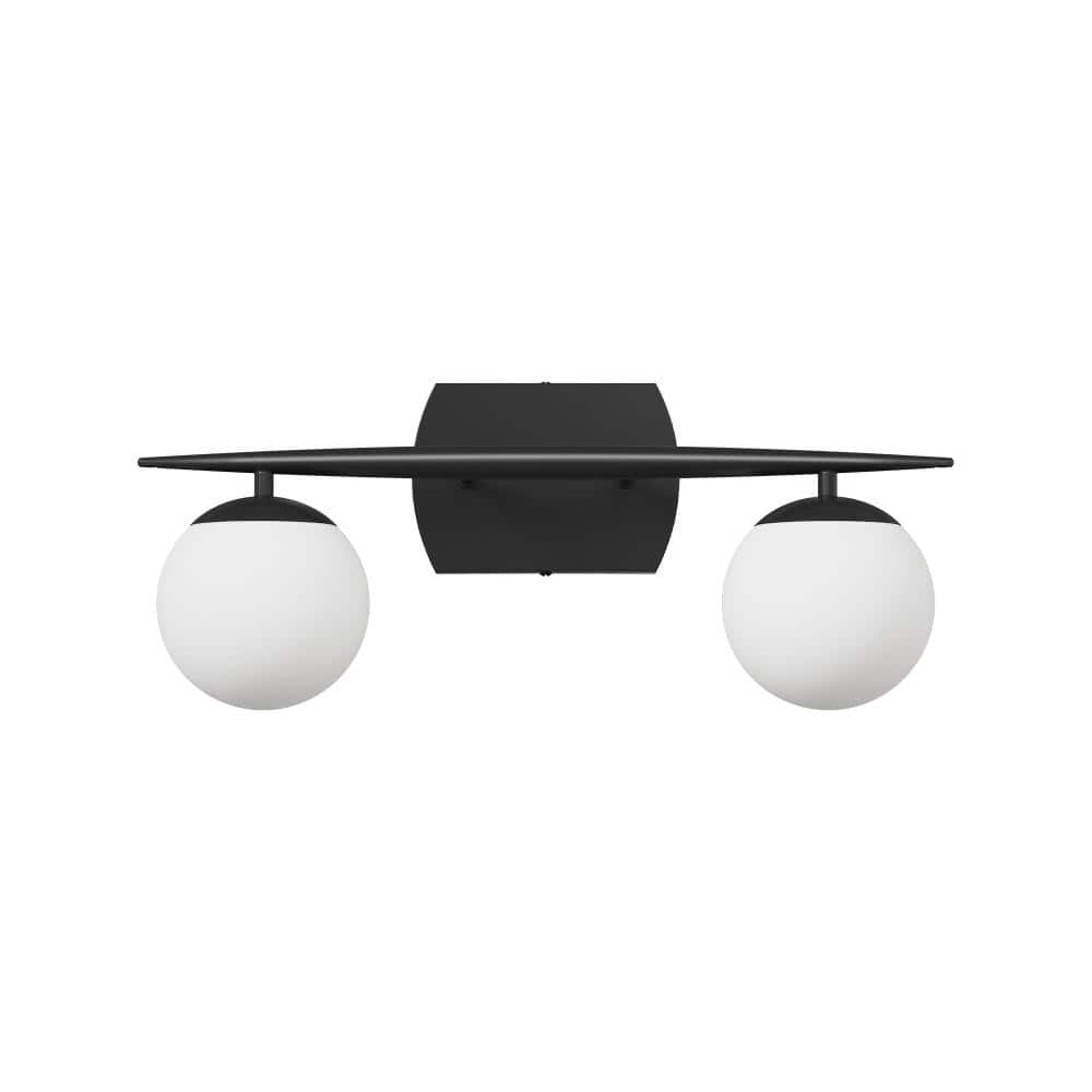 19.69 in. 2-Light Matte Black Bathroom Vanity Light with White Round Glass Shades for G9 Bulbs price history on PriceWatchPro