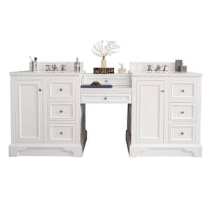 De Soto 82 in. W Double Bath Vanity in Bright White with Quartz Vanity Top in Classic White with White Basin