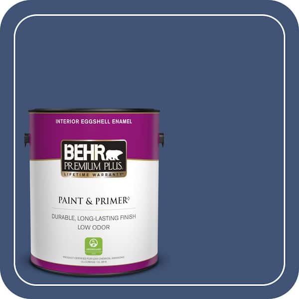 BEHR PREMIUM PLUS 1 gal. #600D-7 Daring Indigo Eggshell Enamel Low Odor Interior Paint & Primer
