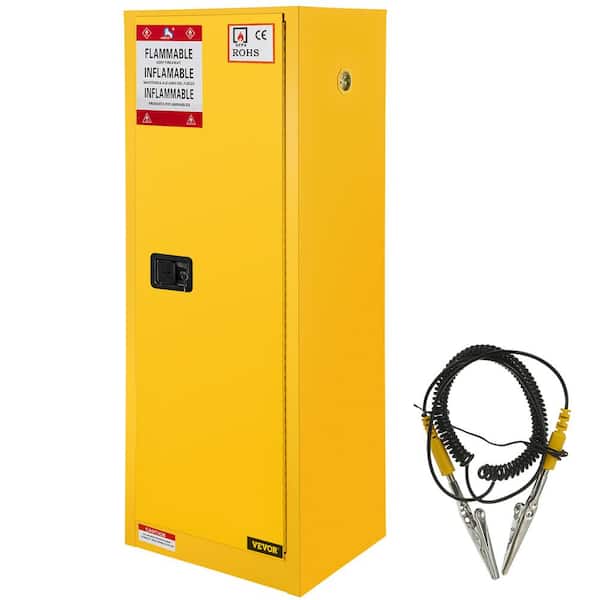 VEVOR Flammable Safety Cabinet  18 in. W x 18 in. D x 35 in. H Galvanized Steel Adjustable Shelf Storage Safety Cabinet Yellow